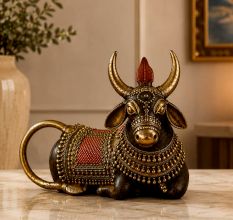 Handcrafted Brass Dhokra Royal Nandi Bull Sculpture